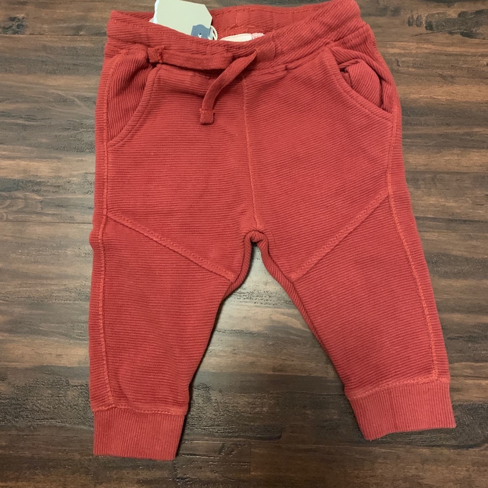 NWT Zara 9-12mo joggers rust maroon